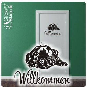 Türaufkleber Mops Willkommen Hund Türtattoo