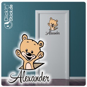 DT022 Türtattoo Baby Teddy Name Digitaldruck Türaufkleber
