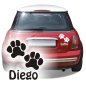 Preview: Pfote Auto Aufkleber Hund Name Autoaufkleber Sticker A044
