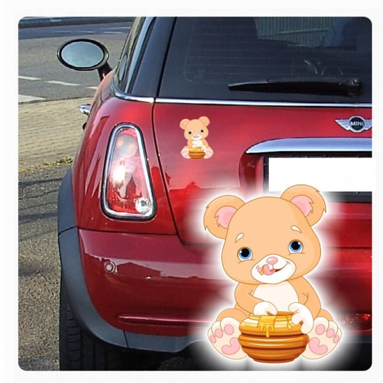 Teddy Bär Honigtopf Auto Aufkleber Schleckermäulchen Sticker Digitaldruck DA004