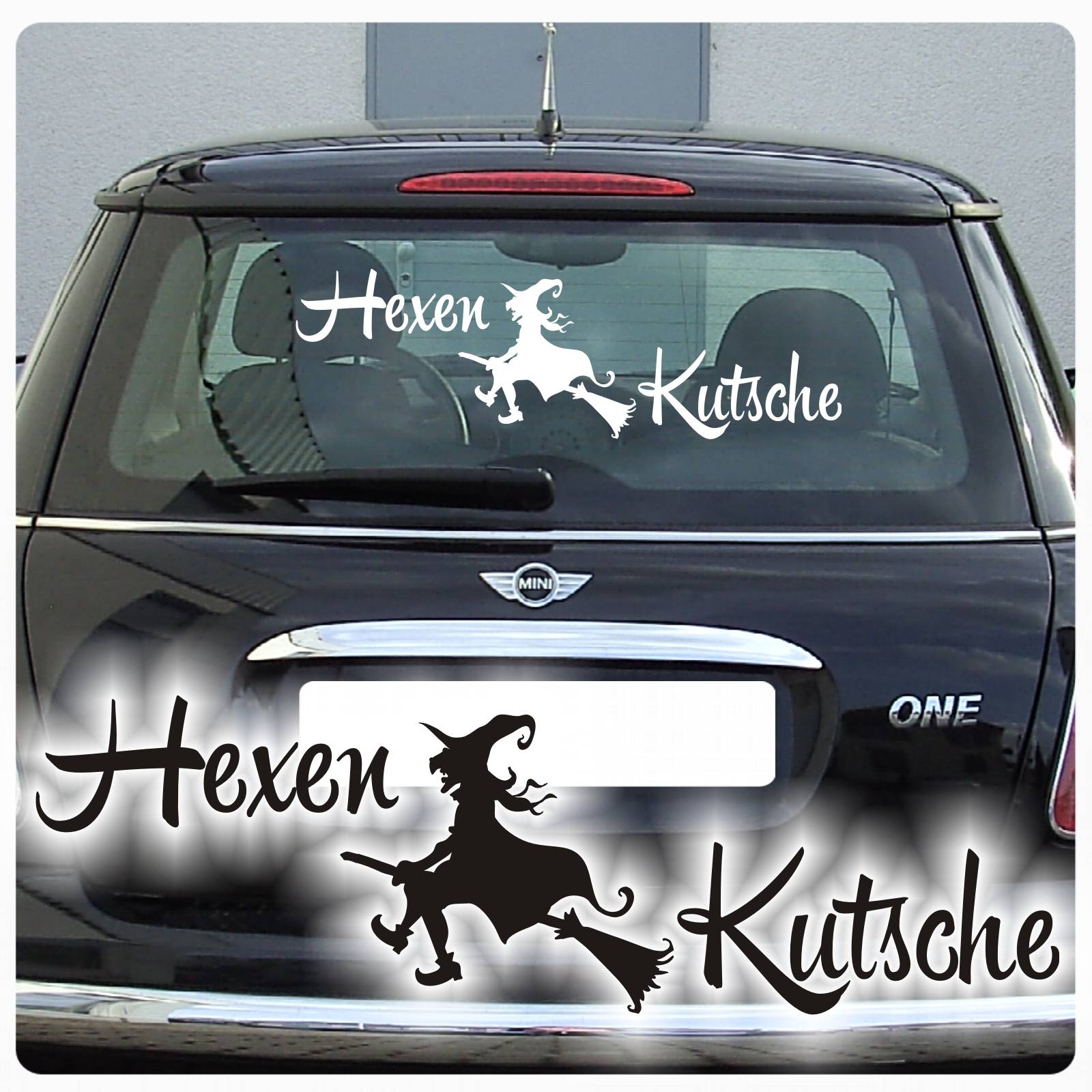 Auto Aufkleber Hexenkutsche Hexen Kutsche Hexe Katze Besen Sterne Sticker  A186