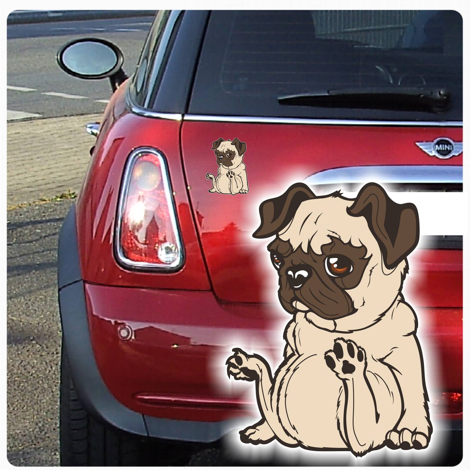 Mops Pug Auto Aufkleber Autoaufkleber Hundesticker Hundeaufkleber Tattoo DA2022 eBay