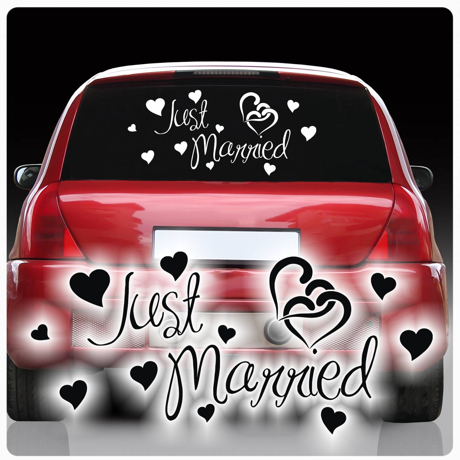 Just Married Auto Aufkleber Fur Die Heckscheiben Hochzeit Sticker Xxl Gtti Gm