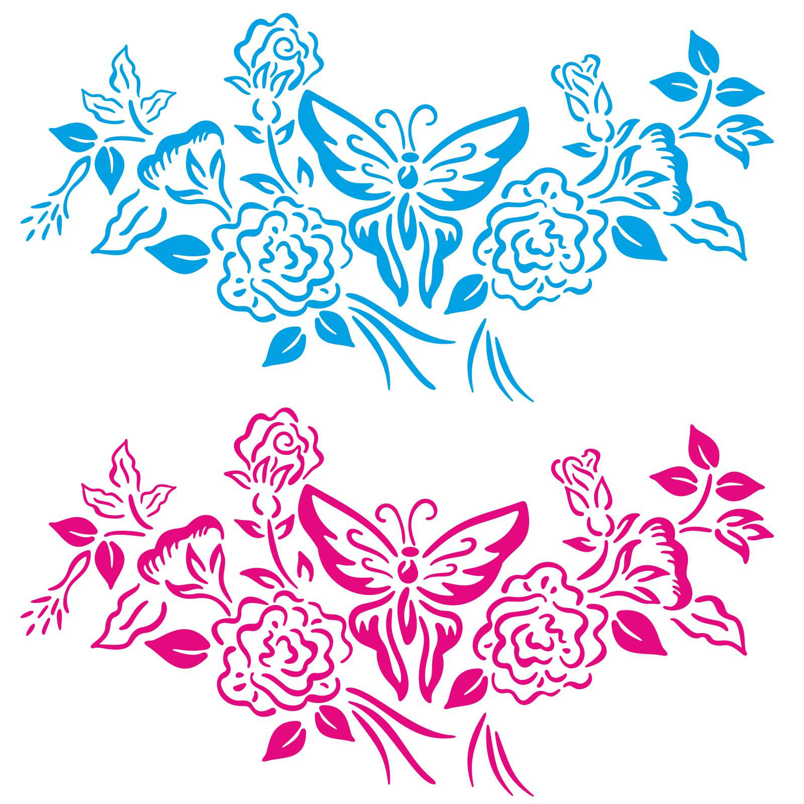 Wandtattoo Schmetterlinge Butterfly Ranke Blumen Wandaufkleber