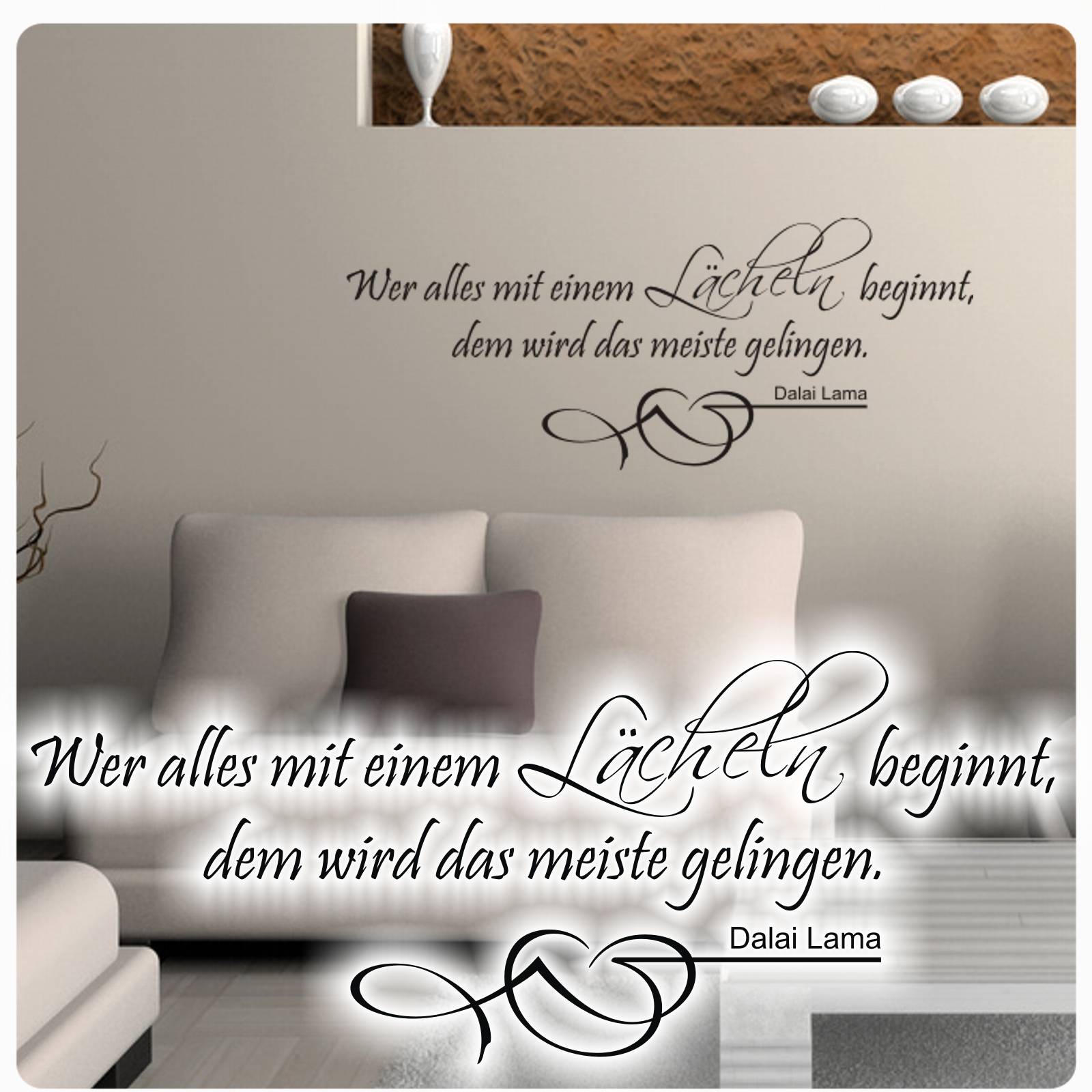 Wandtattoo Zitat Dalai Lama - Wer alles mit einem Lächeln beginnt