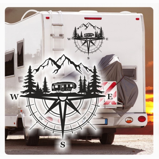 Kompass Rose Caravan Camper Wohnmobil Aufkleber Wohnwagen Wohnwagen Sticker WoMo379