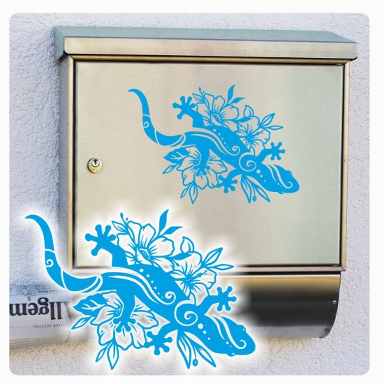 Briefkasten Aufkleber Hibiskus Gecko Gekko Echse Auto Sticker Briefkastenaufkleber B026
