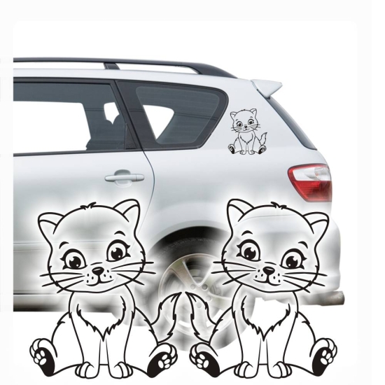 2 er SET Katze Katzen Auto Aufkleber Sticker A1308