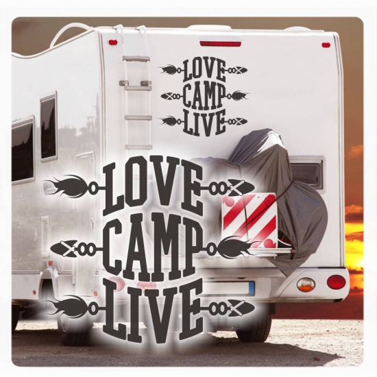 Love Camp Live  Wohnmobil Aufkleber Caravan Sticker WoMo375