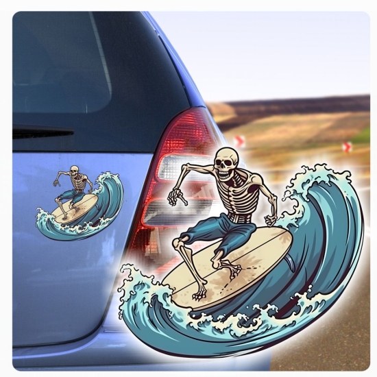 Cooler Skeleton Surfer Surfing Autoaufkleber Sticker Auto Aufkleber Digitaldruck DA396