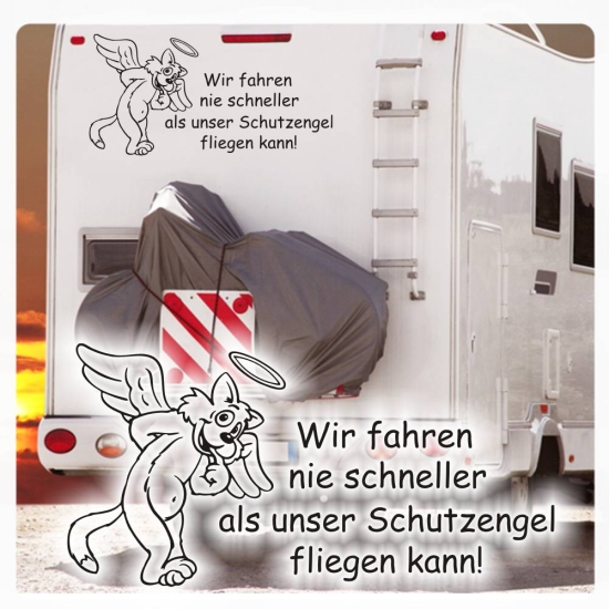 Schutzengel - Wir fahren nie schneller Wohnmobil Aufkleber Wohnwagen Caravan Sticker WoMo351